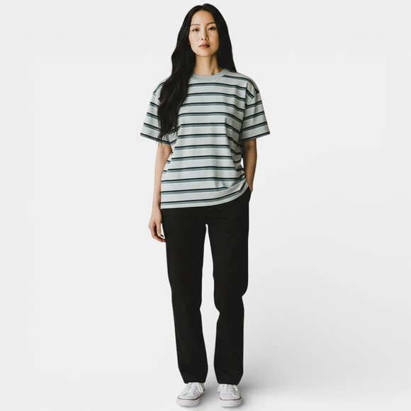 TNA Tops - ARITZIA TNA Top Women Size 2XS Stripe Green Blue T-shirt Shortsleeves Crewneck